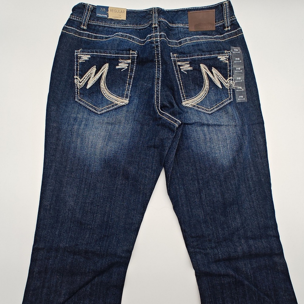 NWT Maurices Bootcut‎ Jeans Womens 7/8 Regular Dark Wash Embroidered Y2K Denim